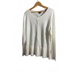 Jason Wu White Button-Up  Peplum Cardigan Sweater Large
